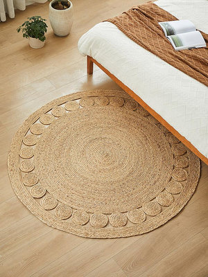 地墊手工編織圓形地毯客廳蘆葦草編地墊臥室裝飾掛毯民宿藤編墊子簡約