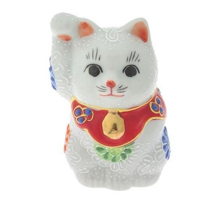預購~日本製造 九谷燒 2號 招財貓 桌上擺飾 吉祥物 (白色)