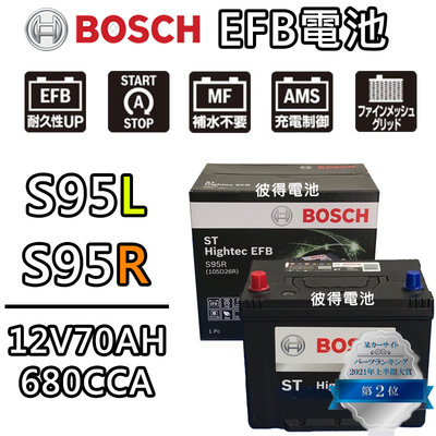 【彼得電池】BOSCH博世S95L 105D26L S95R 105D26R EFB汽車電瓶 怠速熄火 油電車電池