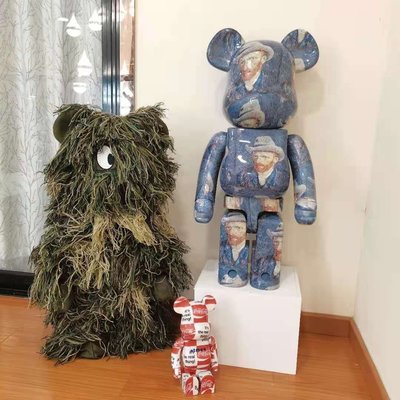 Bearbrick1000%梵高自畫像積木熊 水波紋暴力熊潮玩擺件客廳裝飾正品促銷
