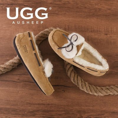 【現貨精選】100％原廠 AUSHEEP UGG羊毛豆豆鞋 新品雪地靴羊皮毛一體保暖休閑羊毛靴
