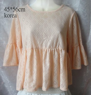 韓國製造 粉橙色 鏤空上衣 ora
