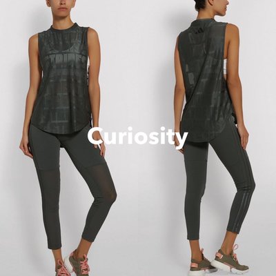 【Curiosity】adidas 字母印字洞洞透氣寬袖口運動背心XS號(UK4-6)橄欖綠色$1990↘$999