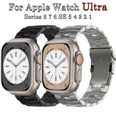 全館免運 輕奢手鍊鈦金屬錶帶兼容 Apple Watch Ultra 49mm 40mm 44mm 41mm 45mm IWatc 可開發票