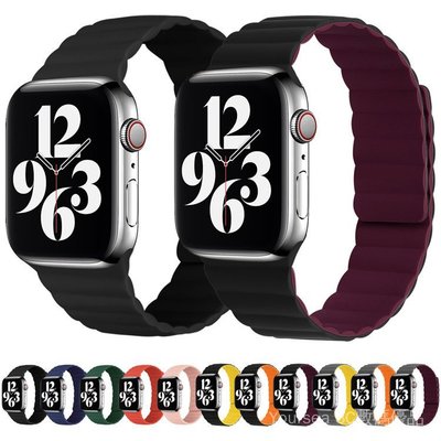 gaming微小配件-蘋果硅膠錶帶 apple watch 磁吸錶帶 磁吸硅膠錶帶 iwatch S8 SE S7 41mm 45mm蘋果錶帶-gm
