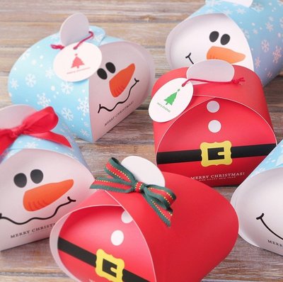 ▪5只入▪聖誕雪人&聖誕老人包裝盒/蘋果盒/餅乾點心牛軋糖包裝小禮物盒/禮品盒/巧克力糖果盒