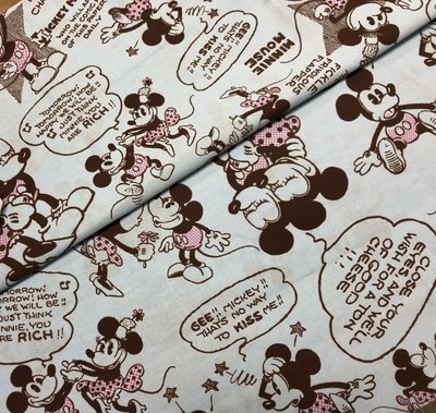 豬豬日本拼布 限量版權卡通布 迪士尼 米奇米妮 漫畫版款  水藍色 棉布料材質
