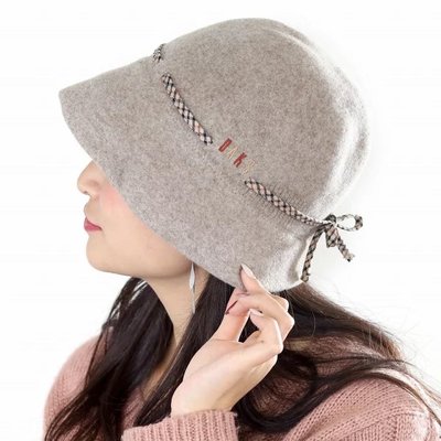 日本製 日本正版 DAKS 保暖 毛料 經典格紋蝴蝶結裝飾 遮陽帽 米色 帽子 帽
