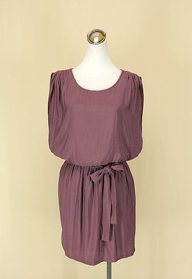 ◄貞新二手衣►FOREVER 21 歐美品牌 紫藕圓領無袖棉質洋裝S號(16269)