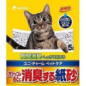 『Honey Baby』寵物用品專賣 日本 UNICHARM 嬌聯 消臭大師消臭紙砂 (無香) 5L 貓砂
