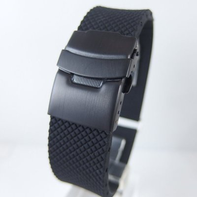 錶帶屋  矽膠錶帶PVD不銹鋼黑色錶扣可裝 20mm 22mm 24mm 菱格紋交叉胎紋 S3 moto