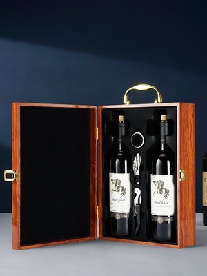 現貨熱銷*高檔鋼琴烤漆紅酒包裝禮盒單支木箱雙只裝葡萄酒盒木質盒子2定制#禮盒#包裝盒#創意#熱銷