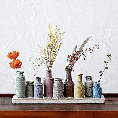 鄉村雜貨小市集＊zakka 日本購回 Collect 彩色瓶子造型陶瓷花插瓶組合 花器裝飾擺飾（9 Pots）