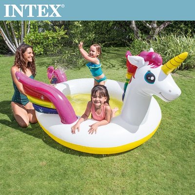 【INTEX】獨角獸噴水戲水游泳池(272*193*104cm)(151L)適用2歲+ 15120390(57441)