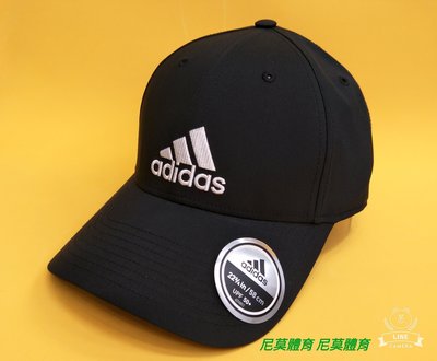 ADIDAS 吸濕排汗 透氣  電繡運動帽 棒球帽  帽子 基本PERF  CAP LOGO黑白 可調後扣