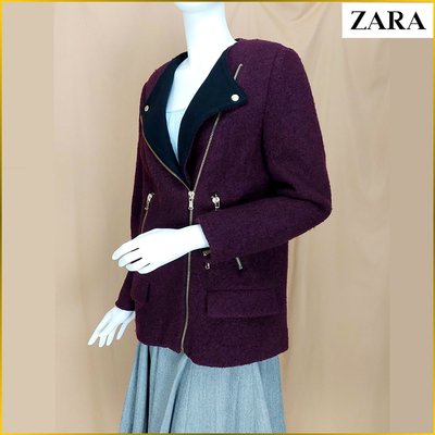 日本二手衣✈️ZARA 羊毛料外套 拉鍊款式 短大衣 毛絨 毛呢 羊毛外套 ZARA BASIC 大衣外套 AF708Z