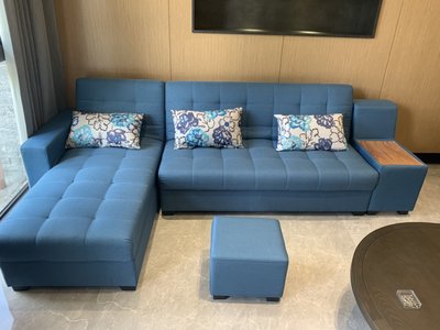 A2487 [家之家二手家具] 全新 土耳其藍 L型茶几扶手沙發椅 附椅凳 另有紫色/米色 沙發