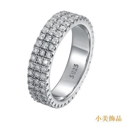 晴天飾品莫桑石 戒指 男女通用 可通過鑽石筆檢測 滿鑽三排鑽情侶指環