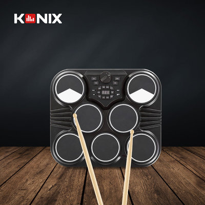 【KONIX 科尼斯樂器】桌上型電子鼓-行動爵士鼓組|數位打擊板|打點板-內建節拍器 重低音雙喇叭 贈鼓棒雙踏板