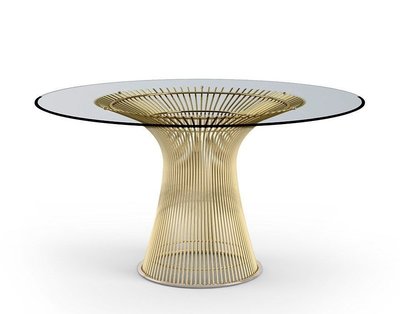 【台大復刻家具】圓型大餐桌 Platner Dining Table 不鏽鋼鍍金+黑清玻璃【客製 鍍金或 氧化黑鋼】