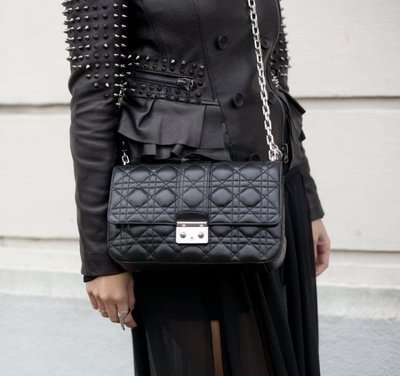 DIOR Miss Dior M0211PGAI Cannage Bag 大型羊皮菱格迪奧小姐 短鍊 黑