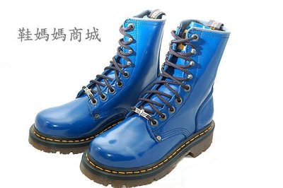 【鞋媽媽】[男女]全新AE馬丁鞋*藍色9孔中筒靴*防滑防潑水*ae191