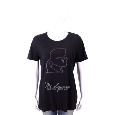 現貨熱銷-Karl Lagerfeld Lightning 黑色老佛爺粉紅側臉肖像短袖T恤 1720439-C8