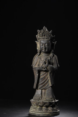 紫銅·觀音菩薩造像高32cm     寬11cm重2235克156012915【如意坊】銅器 佛像 擺件