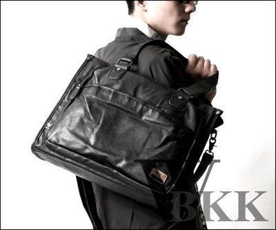 [WBKK][曼谷空運]復古皮革大容量肩背側背托特包(黑色)(原價1,580)