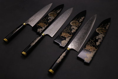 💖 佐治武士 💖【 蒔繪系列 風神雷神 R2粉末鋼 牛刀 21cm】日本製  廚房刀具 八煌刃物