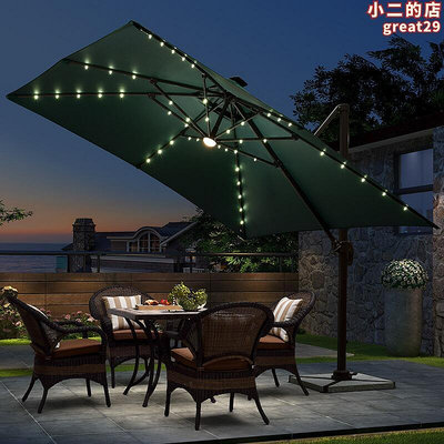 大型室外太陽能LED帶燈戶外傘戶外遮陽傘庭院別墅花園露臺羅馬傘