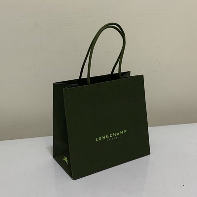 LONGCHAMP 全新正品LOGO 紙袋 手提袋 禮品袋 墨綠色 綠色 小