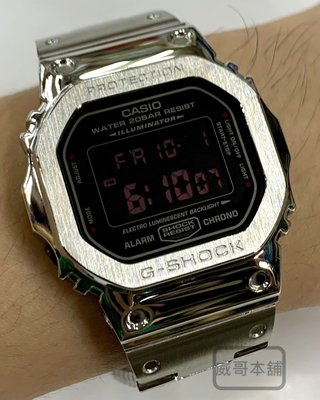 【威哥本舖】G-Shock 全新不鏽鋼改裝實品 DW-5600改裝 DW-5600MS 已改含錶（銀殼銀字款）