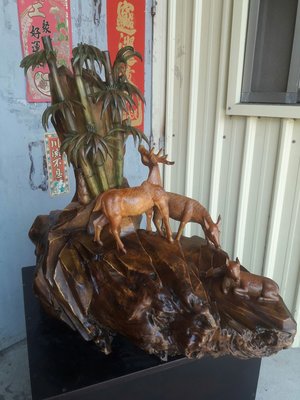 三路發財 一路發 台灣牛樟木雕刻，作者：王傑勝