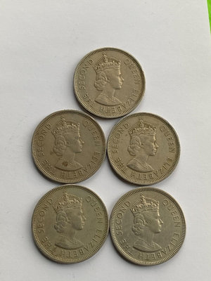 1970年香港大一元硬幣5枚，女王頭像壹圓安全邊齒板，實拍照【店主收藏】33132