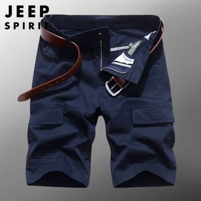短褲-JEEP吉普短褲男士新款夏季外穿舒適透氣五分褲寬松多口袋工裝短褲