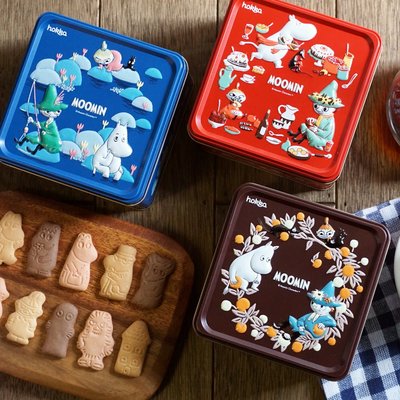 預購_日本製 北陸製菓 Hokka MOOMIN 嚕嚕米立體浮雕鐵盒餅乾