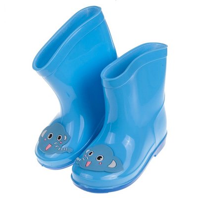 童鞋(15~19公分)活潑小象藍色柔軟兒童輕量雨鞋O8K605B