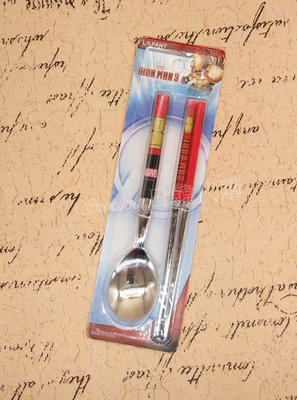 現貨 韓國製 LILFANT 漫威MARVEL 鋼鐵人 IRON MAN 湯匙 筷子 餐具組 不銹鋼餐具 扁筷 湯匙
