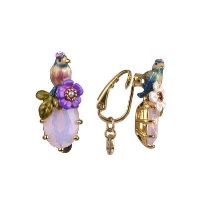 【巴黎妙樣兒】正品之美 法國廠製造 Les Nereides 手繪珠寶 愛情鳥粉紫晶 耳環(夾式)