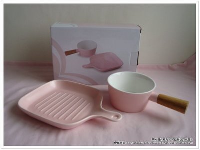 《煙薰草堂》Mama tone 粉美色釉方盤+陶瓷碗