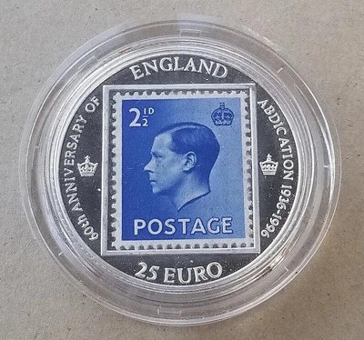 英國1996年 愛德華八世退位60周年彩色加厚精制紀念銀幣錢幣 收藏幣 紀念幣-11627【國際藏館】