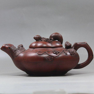 茶藝師 紫砂壺正品全手工特價仿古仿老清水泥仿品蔣蓉制松鼠葡萄壺茶壺
