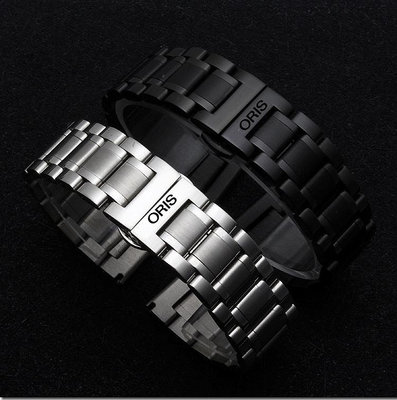 豪利時ORIS不銹鋼金屬實心鋼帶男大錶盤拋光磨砂鋼錶帶22 22 24mm