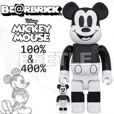 BEETLE BE@RBRICK DISNEY MICKEY 迪士尼 黑白 米老鼠 米奇 B&amp;W 400 100%
