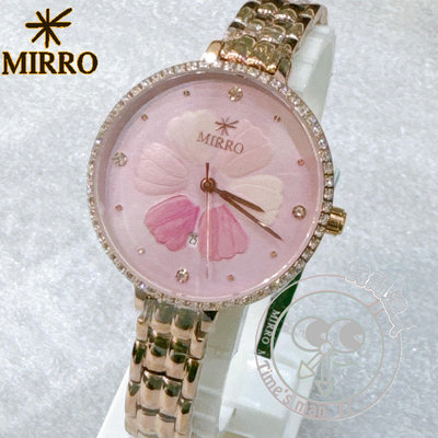 [時間達人]MIRRO 米羅 ins 優雅3D浮雕花 紫面 防水鑲鑽腕錶 6126KL-39612 水晶玻璃不磨損 不鏽鋼手錶 日期顯示