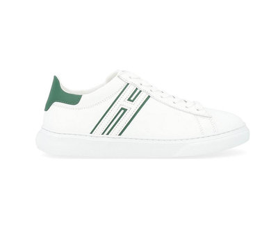 [全新真品代購-S/S24 新品!] HOGAN 綠色細節 白色皮革 休閒鞋 / 運動鞋 (H365)