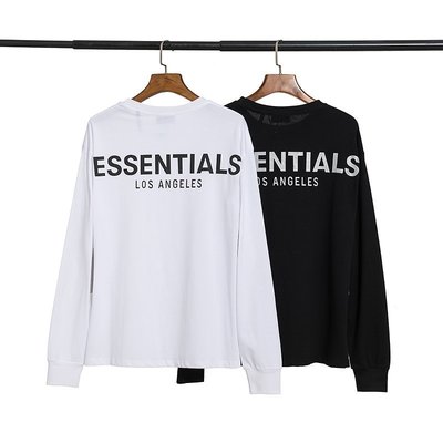 【熱賣精選】essentials長袖T恤反光字母寬松圓領黑色白色打底T洛杉磯fog復線