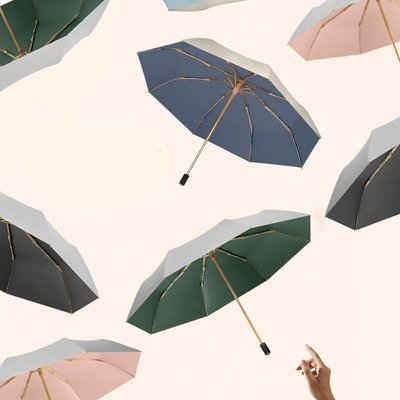 現貨雨傘雨衣雨具現貨自動三折雙層鈦銀遮陽傘女防曬防紫外線抗風雨傘定制太陽傘