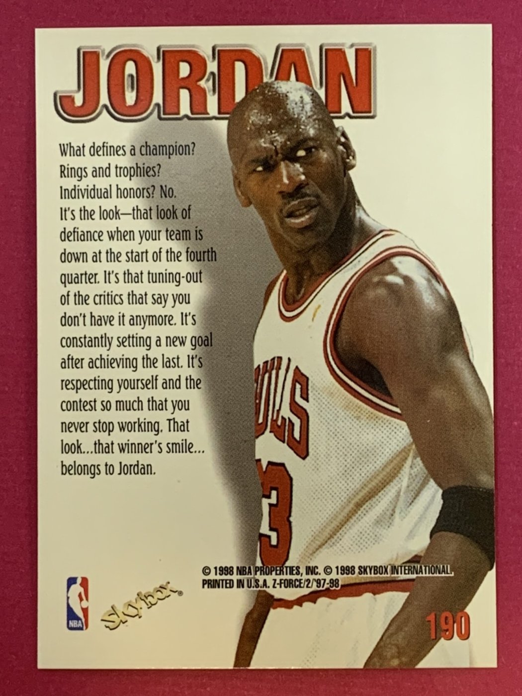 1997-98 SkyBox Z-Force Zupermen #190 Michael Jordan Bulls | Yahoo 